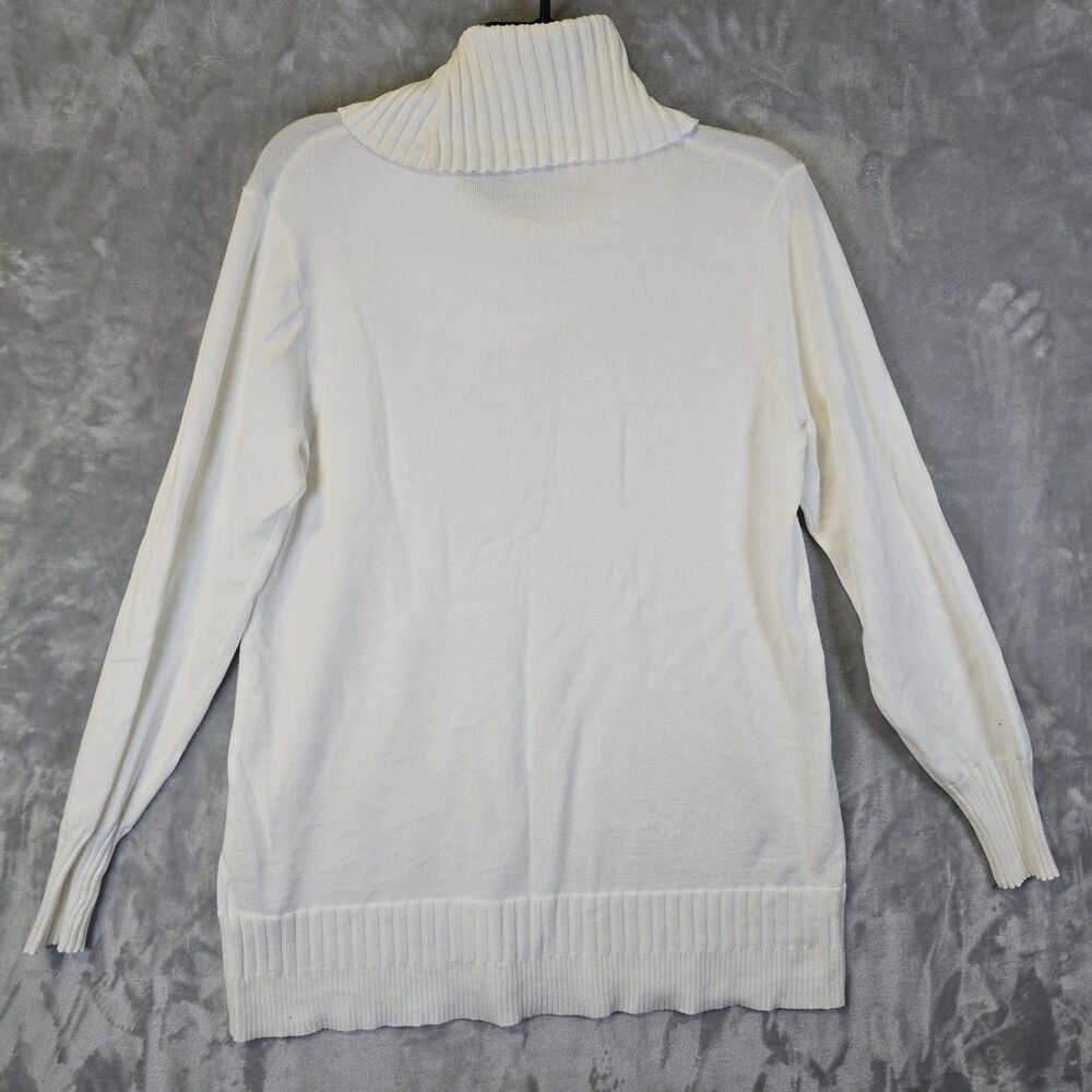 Cable & Gauge Pullover Sweater Large Ivory Cowl Draped Neck Ribbed Cuff  Hem - Picture 3 of 6